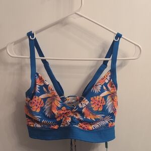 Bingo Surf Tropical Blue Bikini Top/Bralette Cup Size DD
